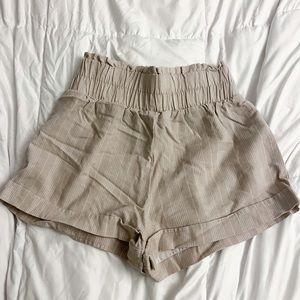 Tan Striped Beach Shorts